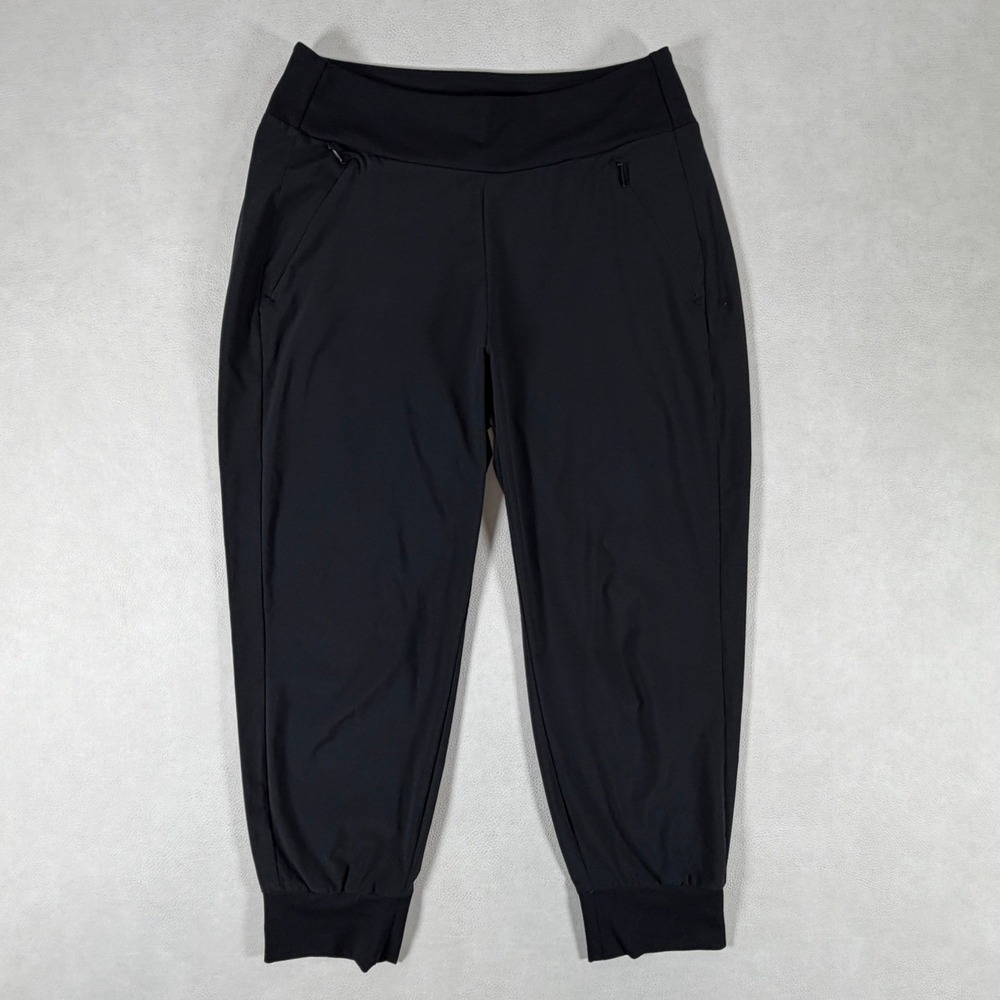 Athleta Women Black Tapered Jogger Pants Zipper Pockets Size 6 Activewear